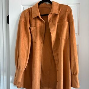 Rust Orange Button-Up Shirt Jacket
